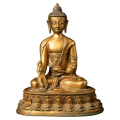 Middle 20th century old bronze Nepali Medicine Buddha - OriginalBuddhas