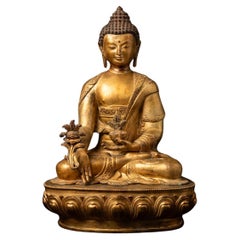 Middle 20th century old bronze Nepali Medicine Buddha statue - OriginalBuddhas