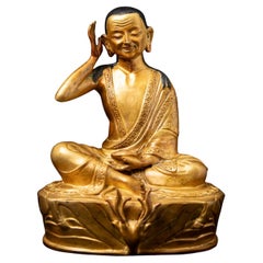 Middle 20th century Old bronze Nepali Milarepa statue from Nepal