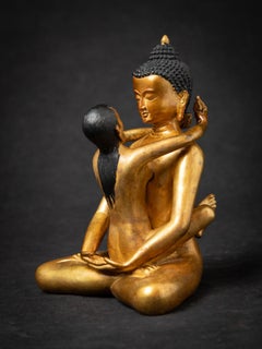 Milieu du 20e siècle Statue en bronze ancien de Samantabhadra du Népal