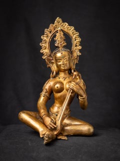 Middle 20th century Old bronze Nepali Saraswati statue from Nepal
