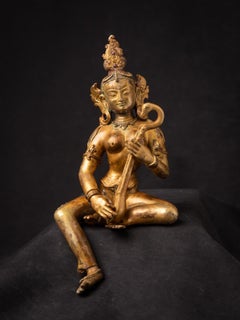 Milieu du 20e siècle Statue de Saraswati en bronze ancien du Népal