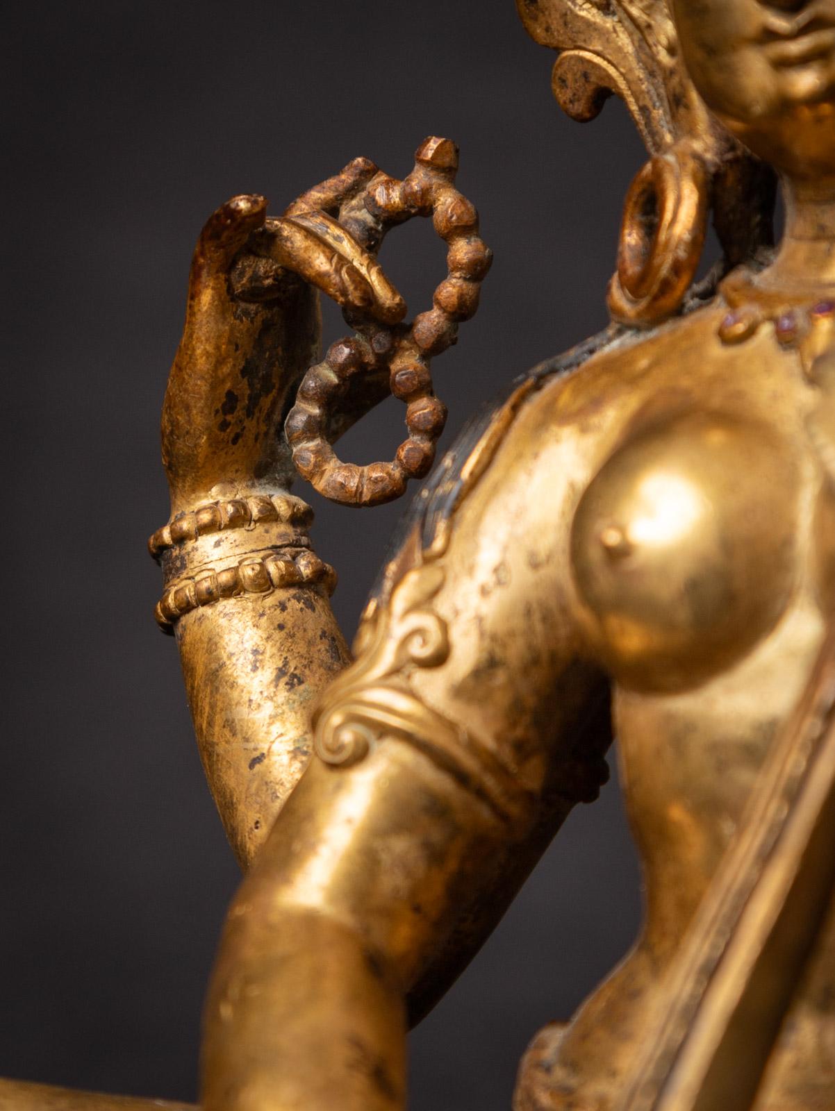 Middle 20th century Old bronze Nepali Saraswati statue - OriginalBuddhas For Sale 9