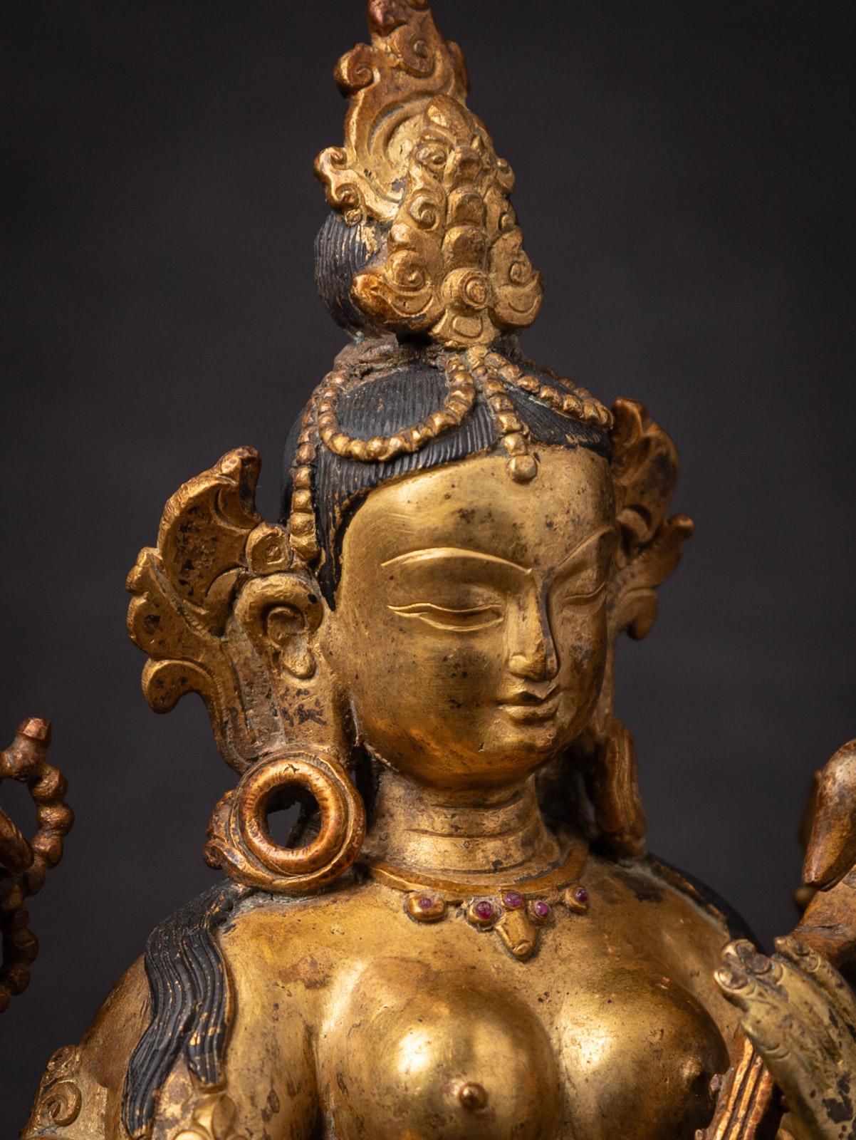 Middle 20th century Old bronze Nepali Saraswati statue - OriginalBuddhas In Good Condition For Sale In DEVENTER, NL