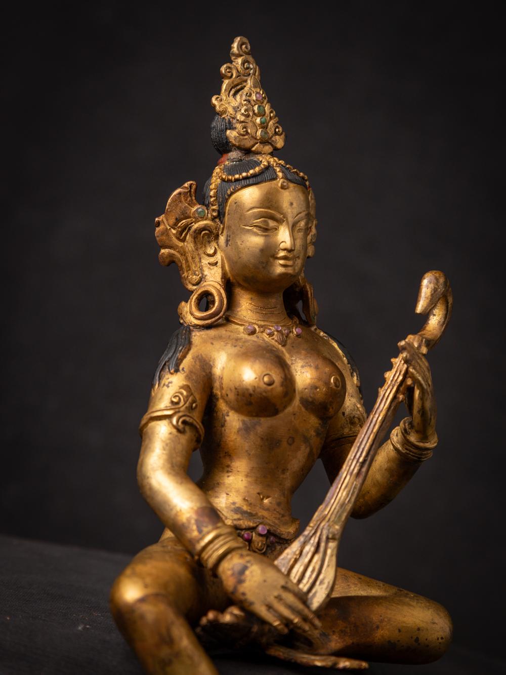 20th Century Middle 20th century Old bronze Nepali Saraswati statue - OriginalBuddhas