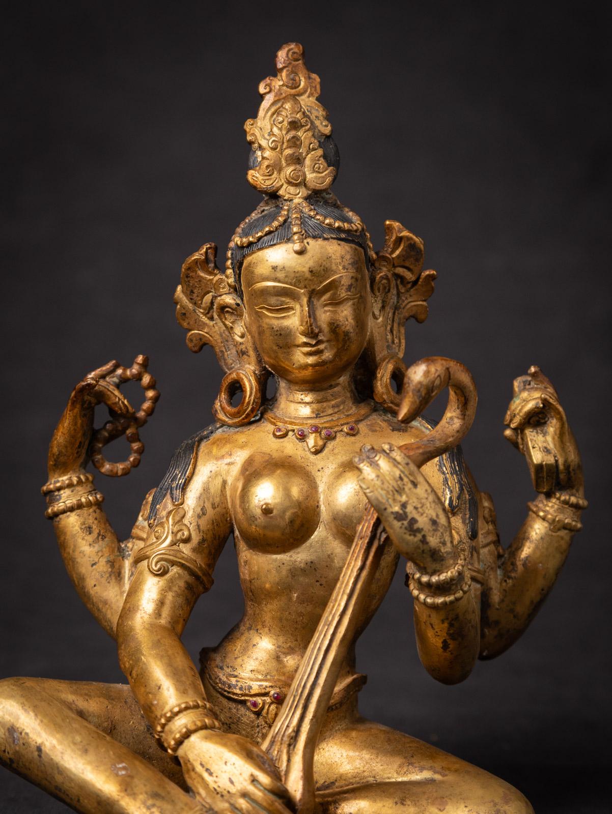 20th Century Middle 20th century Old bronze Nepali Saraswati statue - OriginalBuddhas For Sale