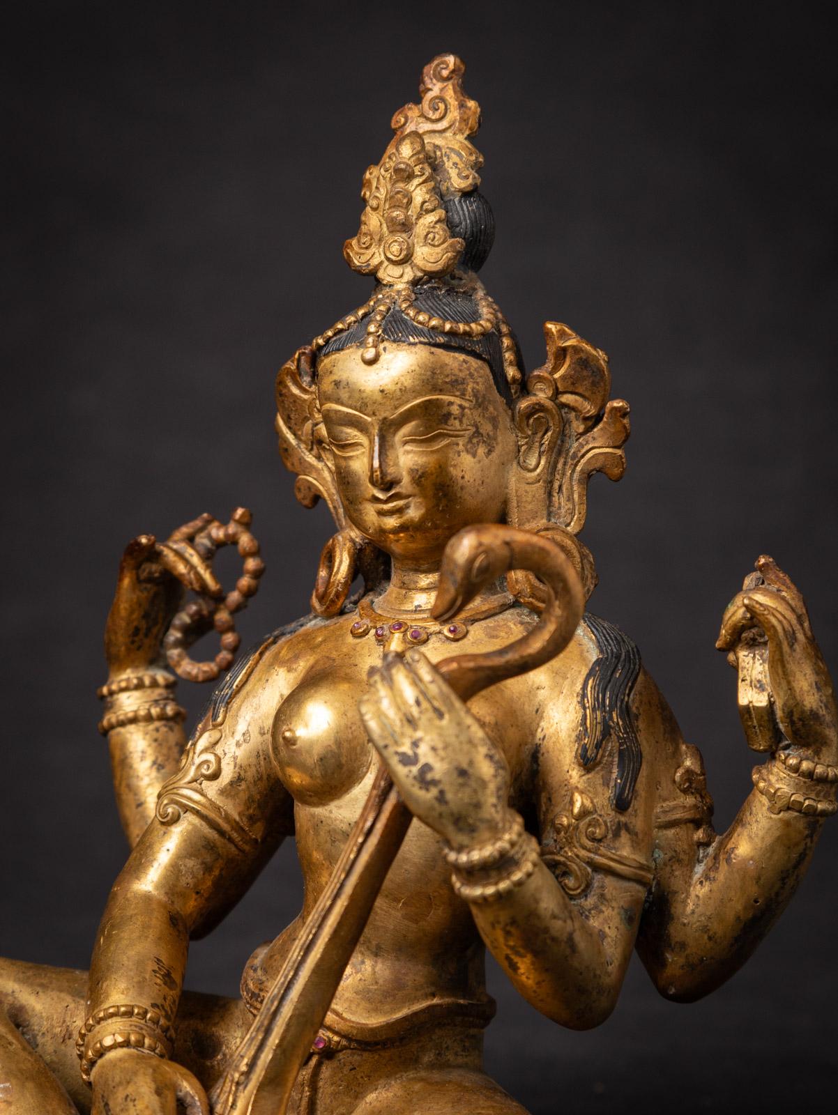 Middle 20th century Old bronze Nepali Saraswati statue - OriginalBuddhas For Sale 1