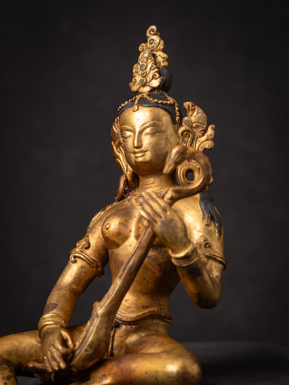 Middle 20th century Old bronze Nepali Saraswati statue - OriginalBuddhas 3