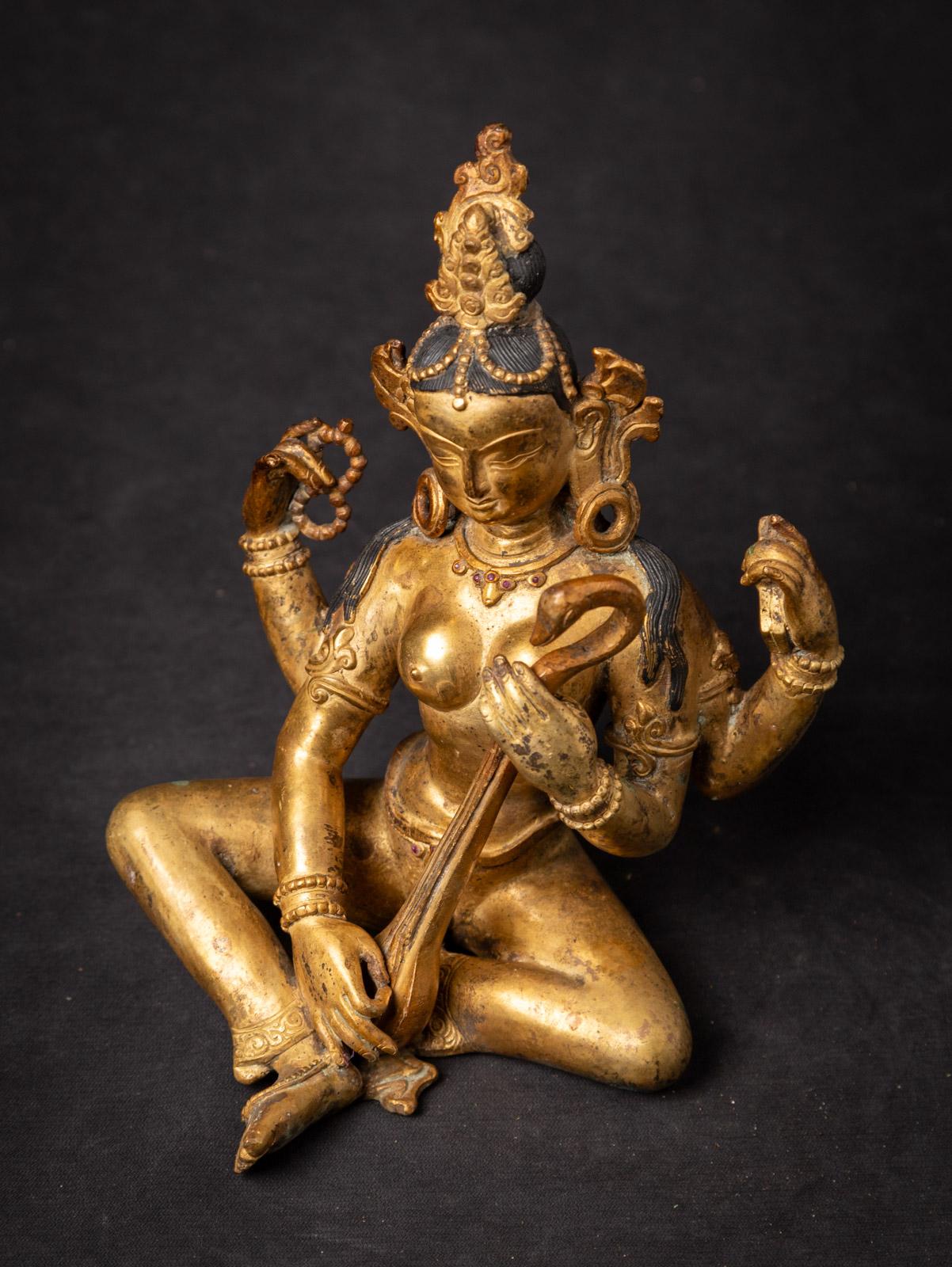Saraswati-Statue aus altem Bronze des mittleren 20. Jahrhunderts – OriginalBuddhas 5