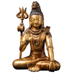 Middle 20th century Old bronze Nepali Shiva statue from Nepal