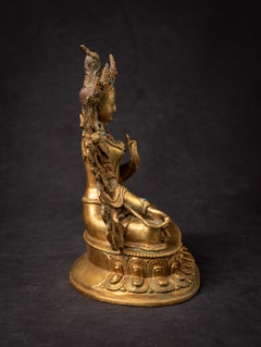 Middle 20th century Old bronze Nepali Tara statue - 24 krt gold firegilded