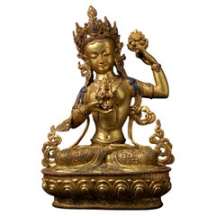 Middle 20th century Old bronze Nepali Tara statue