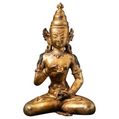 Middle 20th century Old bronze Nepali Vajrasattva statue from Nepal