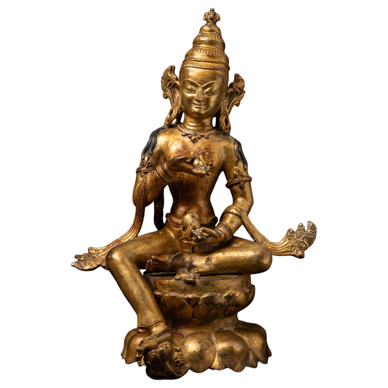 Middle 20th century Old bronze Nepali Vajrasattva statue from Nepal
