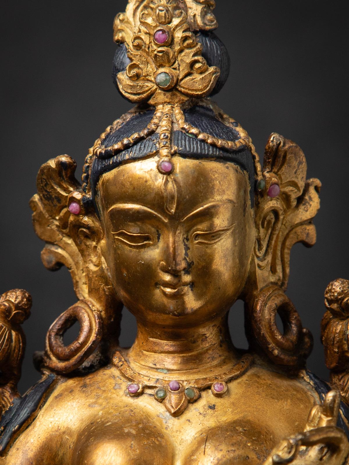 Old Bronze Nepali White Tara-Statue aus Nepal aus dem Mittleren 20. Jahrhundert 6
