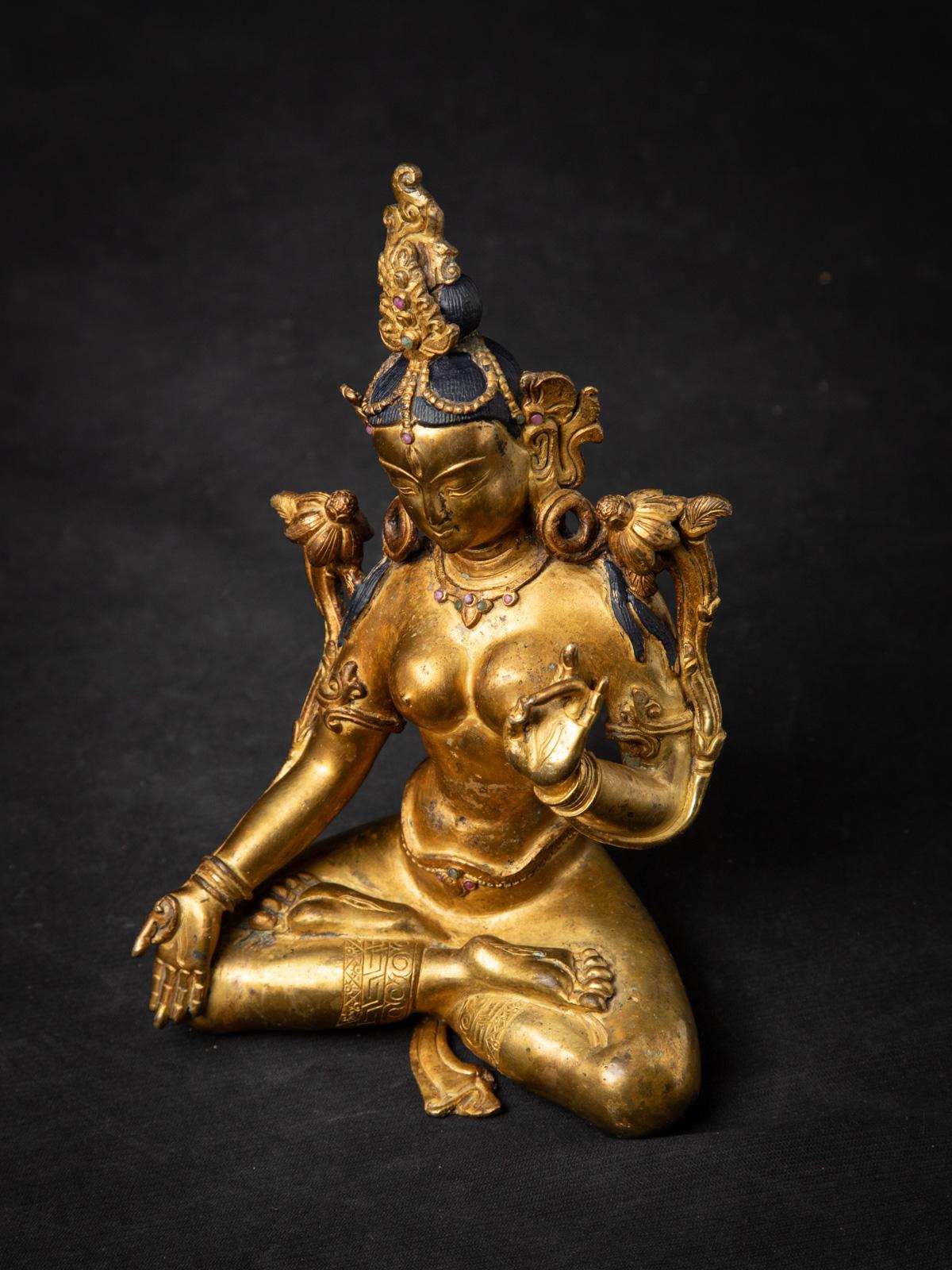Old Bronze Nepali White Tara-Statue aus Nepal aus dem Mittleren 20. Jahrhundert 9