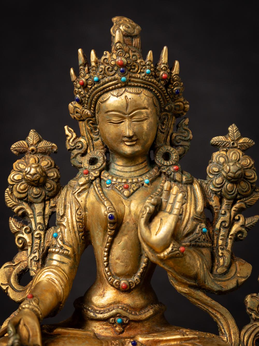 Middle 20th century Old bronze Nepali White Tara statue from Nepal In Good Condition In DEVENTER, NL