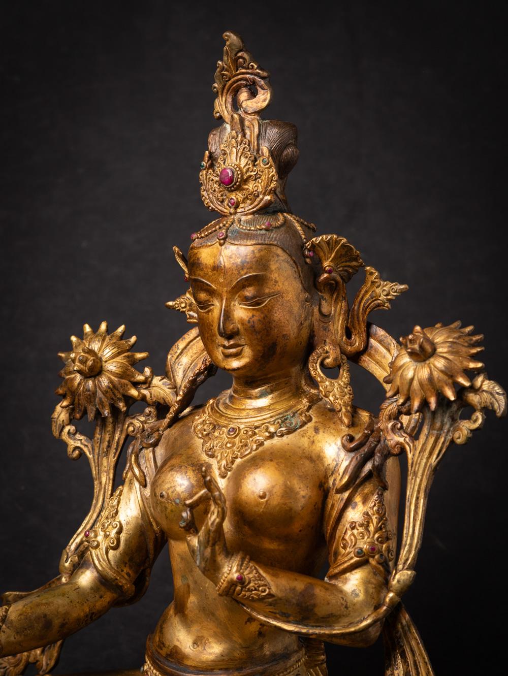 Middle 20th century Old bronze Nepali White Tara statue from Nepal In Good Condition In DEVENTER, NL