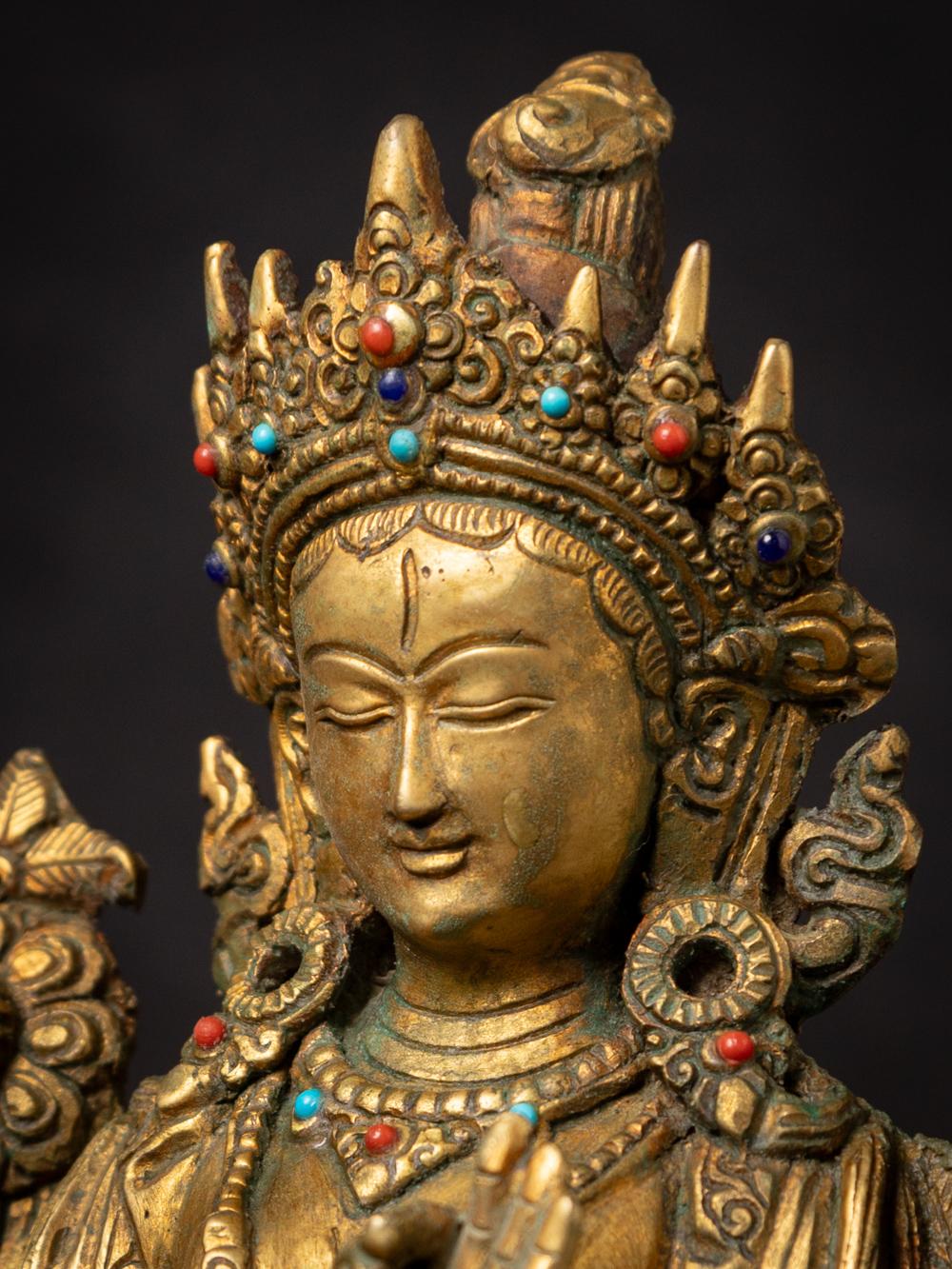 Middle 20th century Old bronze Nepali White Tara statue from Nepal 1
