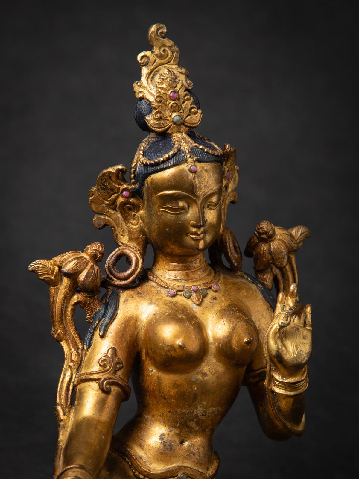Old Bronze Nepali White Tara-Statue aus Nepal aus dem Mittleren 20. Jahrhundert 3