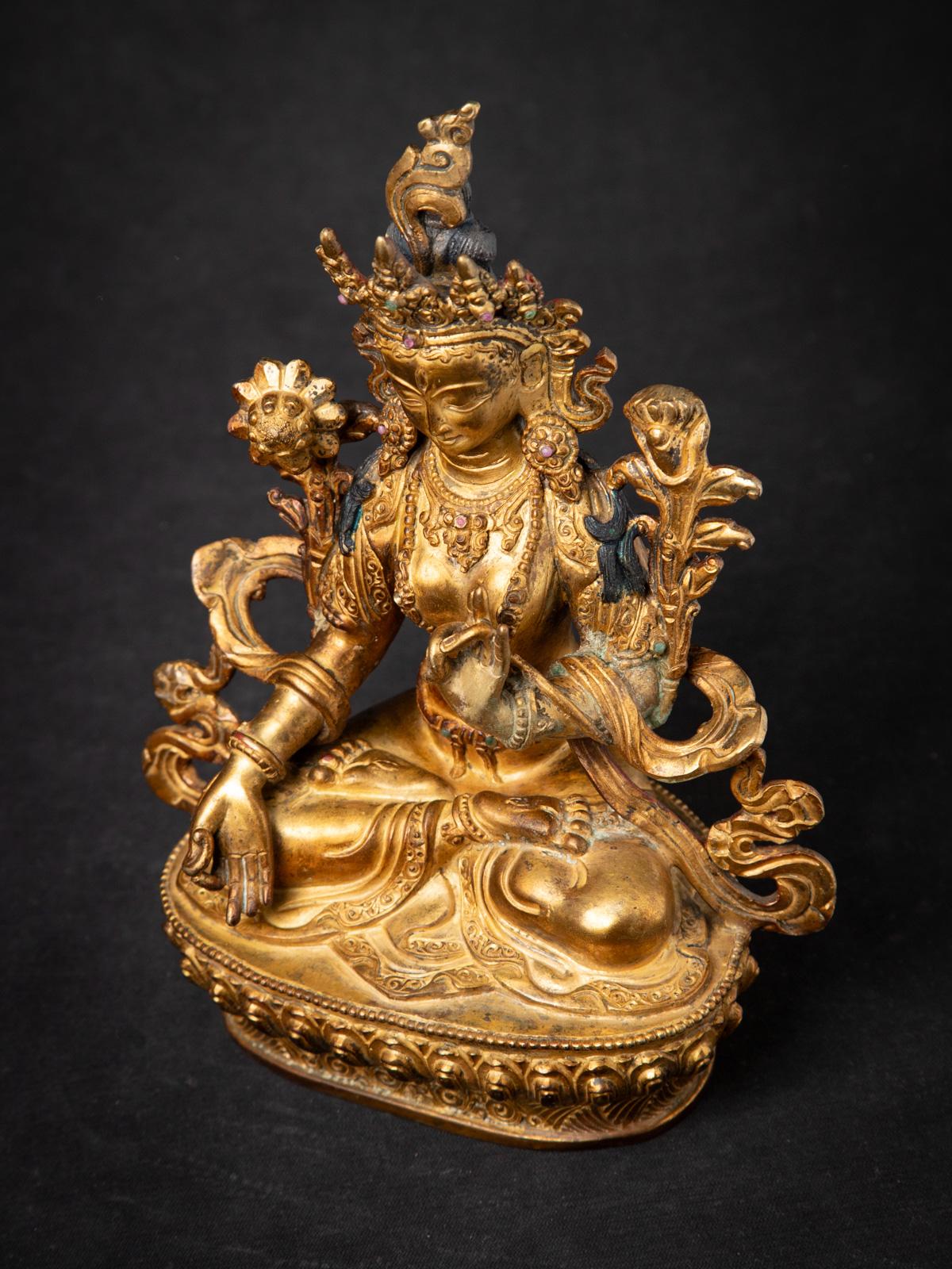 Middle 20th century Old bronze Nepali White Tara statue in Varada mudra For Sale 6