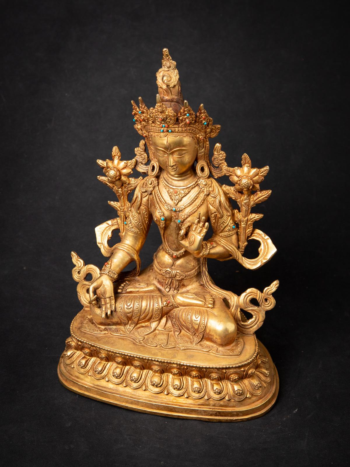 Middle 20th century Old bronze Nepali White Tara statue in Varada mudra 7