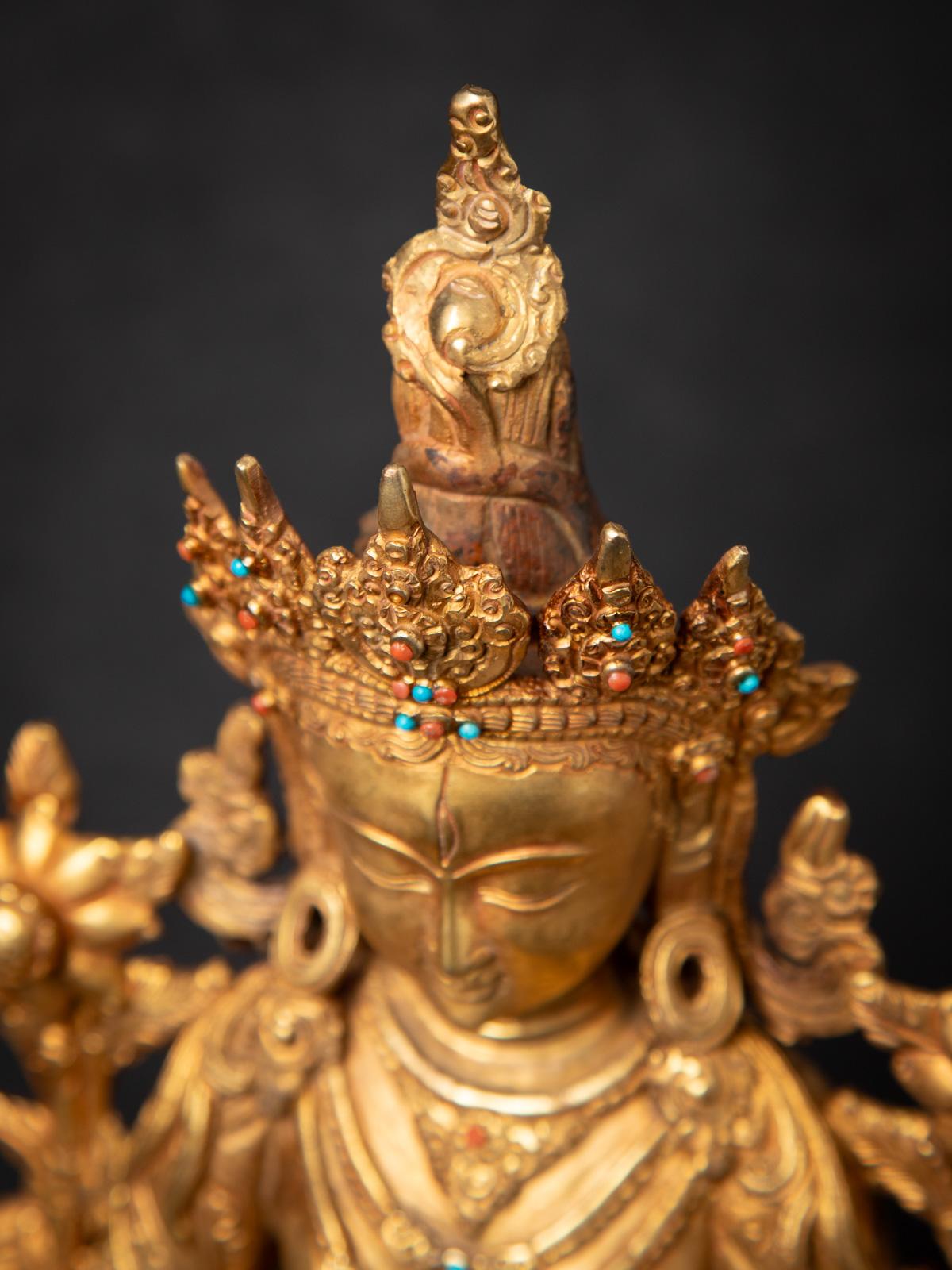 Middle 20th century Old bronze Nepali White Tara statue in Varada mudra 8