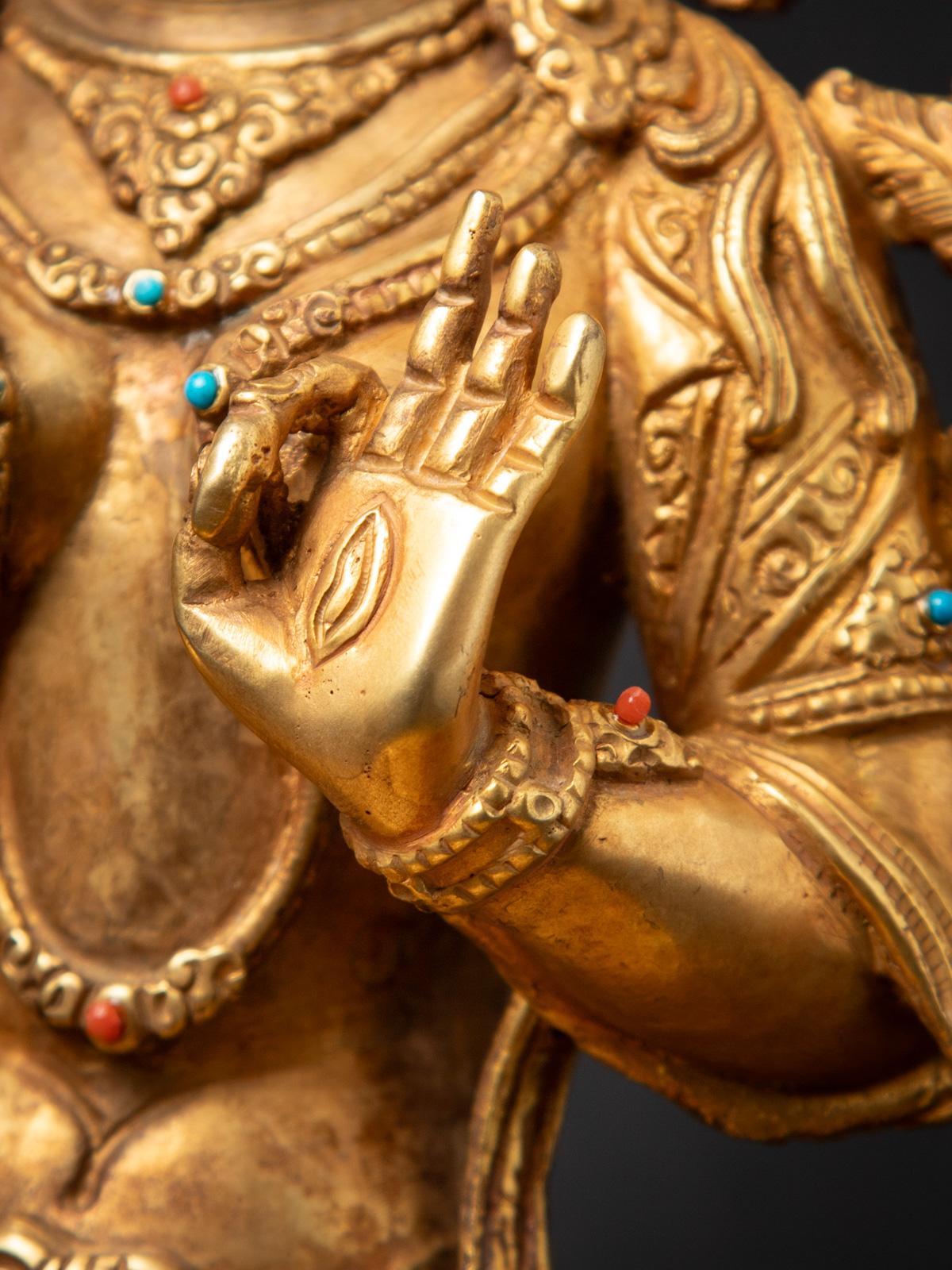 Middle 20th century Old bronze Nepali White Tara statue in Varada mudra 12