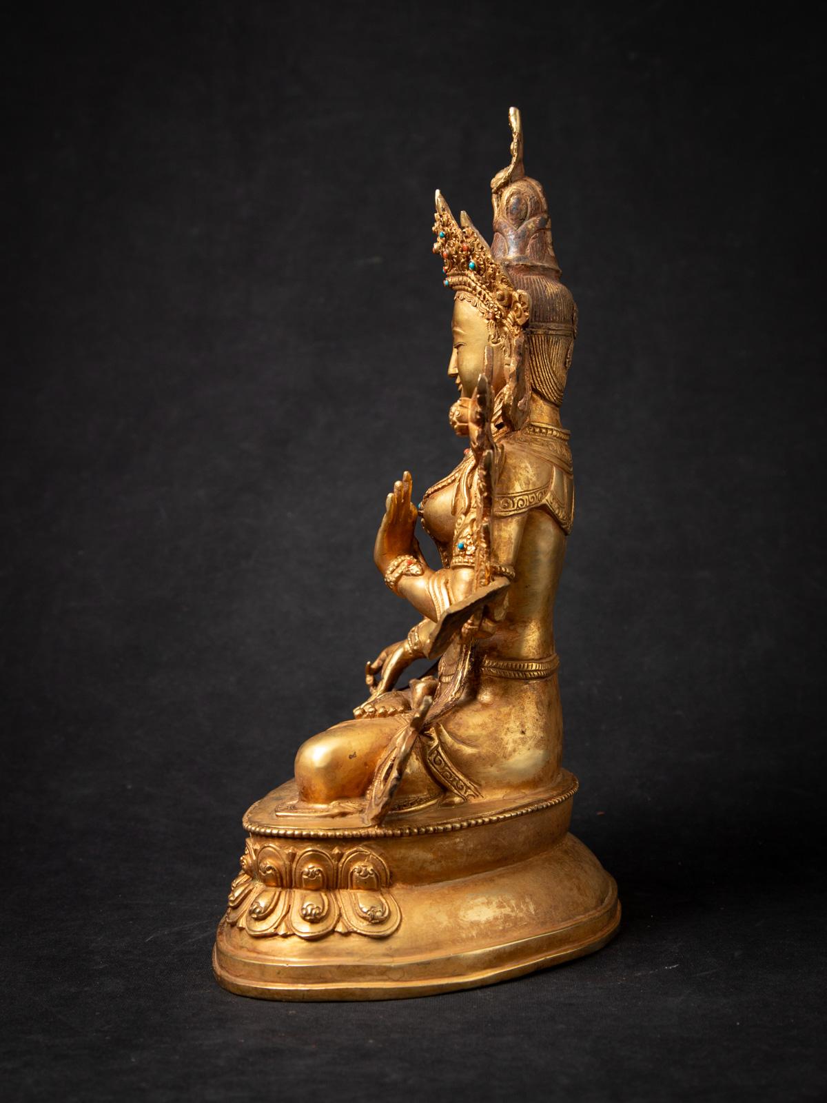Burmese Middle 20th century Old bronze Nepali White Tara statue in Varada mudra