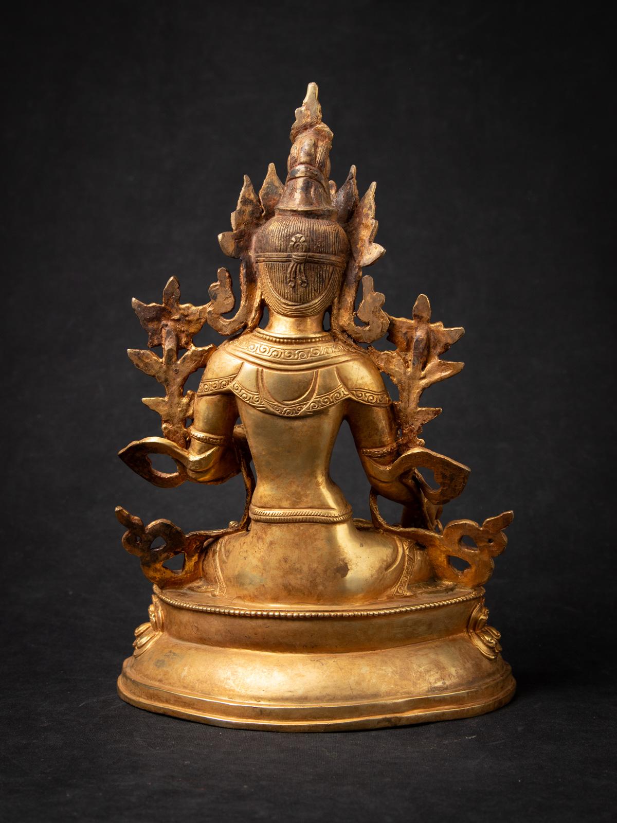 Middle 20th century Old bronze Nepali White Tara statue in Varada mudra In Good Condition In DEVENTER, NL