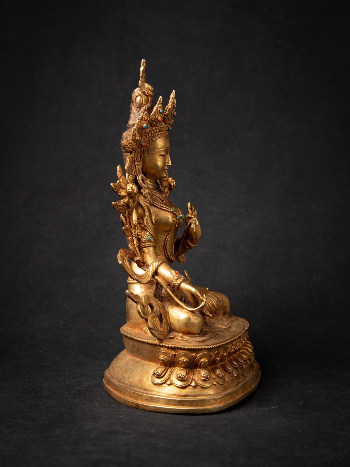 20th Century Middle 20th century Old bronze Nepali White Tara statue in Varada mudra