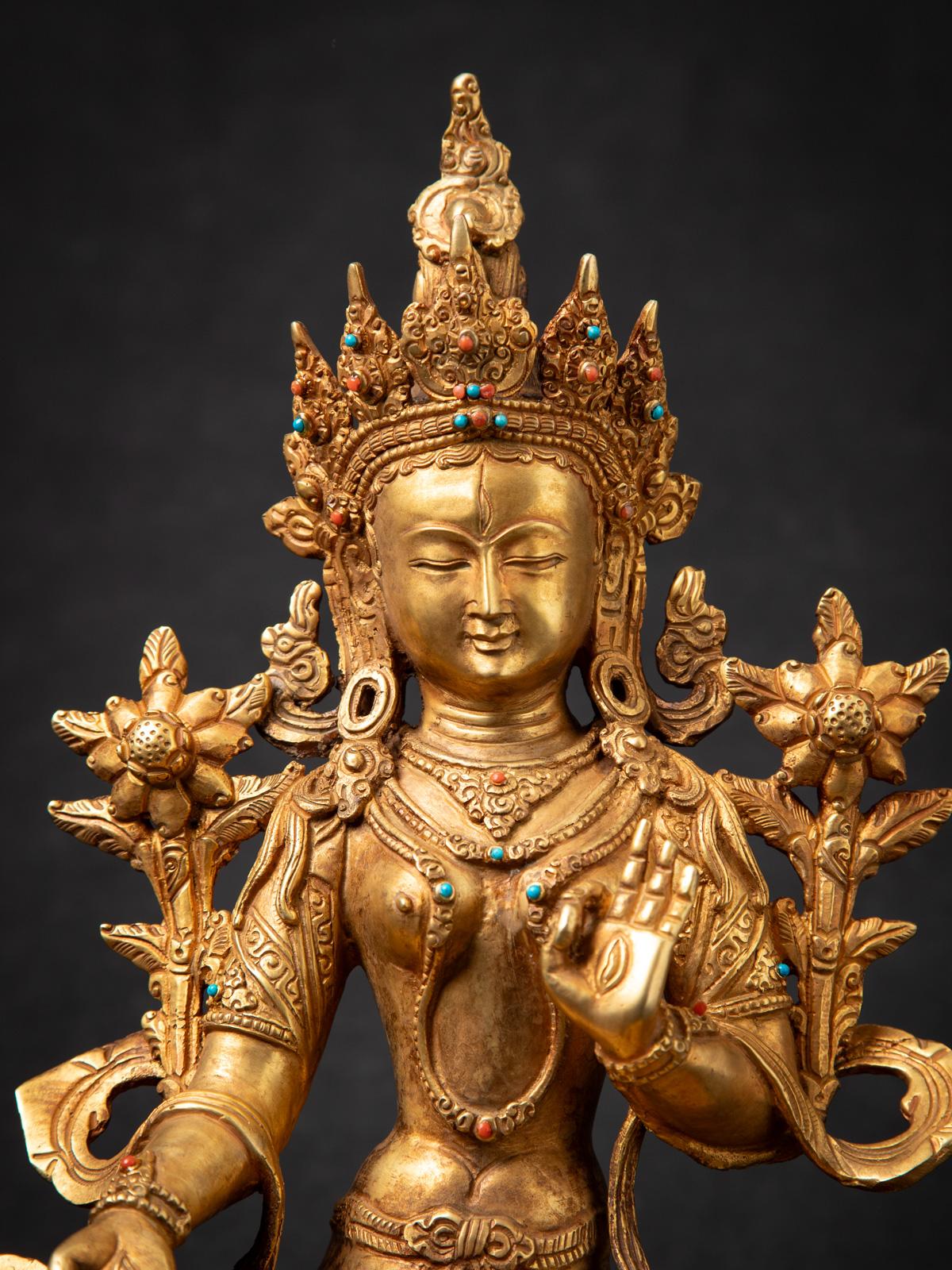 Middle 20th century Old bronze Nepali White Tara statue in Varada mudra 3