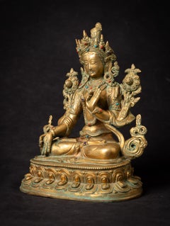 Middle 20th century old bronze Nepali White Tara statue - OriginalBuddhas