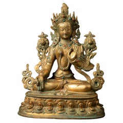 Statue de Tara blanche népalaise en bronze du milieu du 20e siècle - OriginalBuddhas