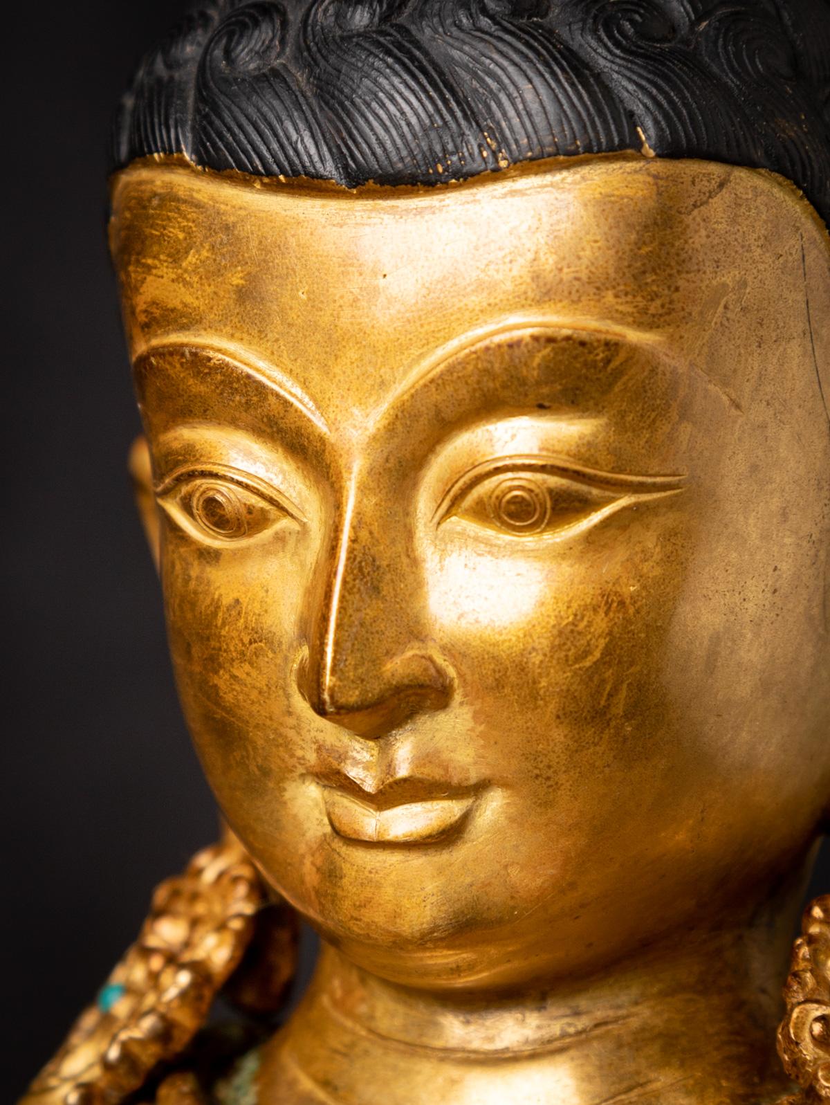 Middle 20th century Old bronze Siddhartha statue with Goose from Nepal 4