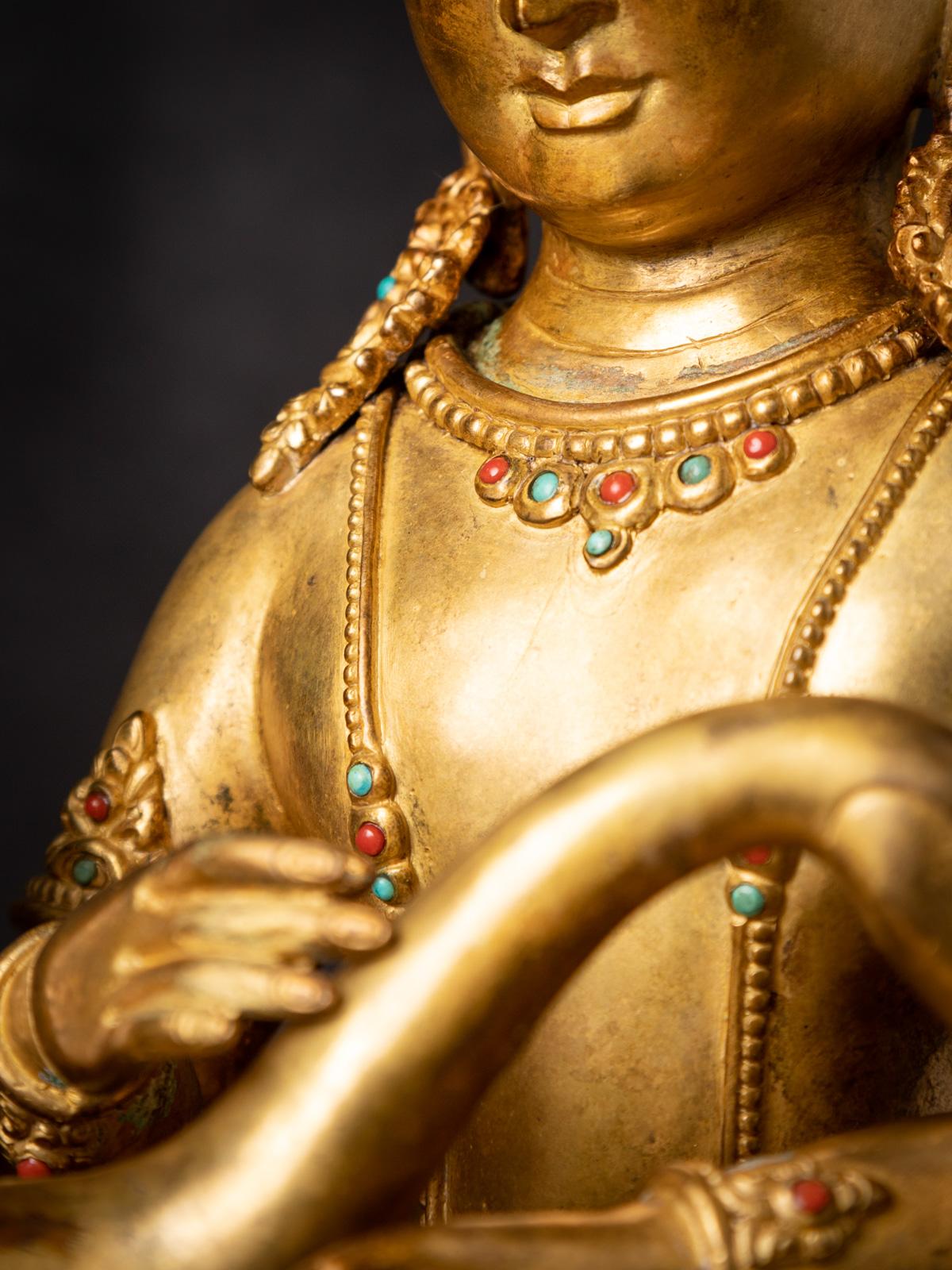 Middle 20th century Old bronze Siddhartha statue with Goose from Nepal 5