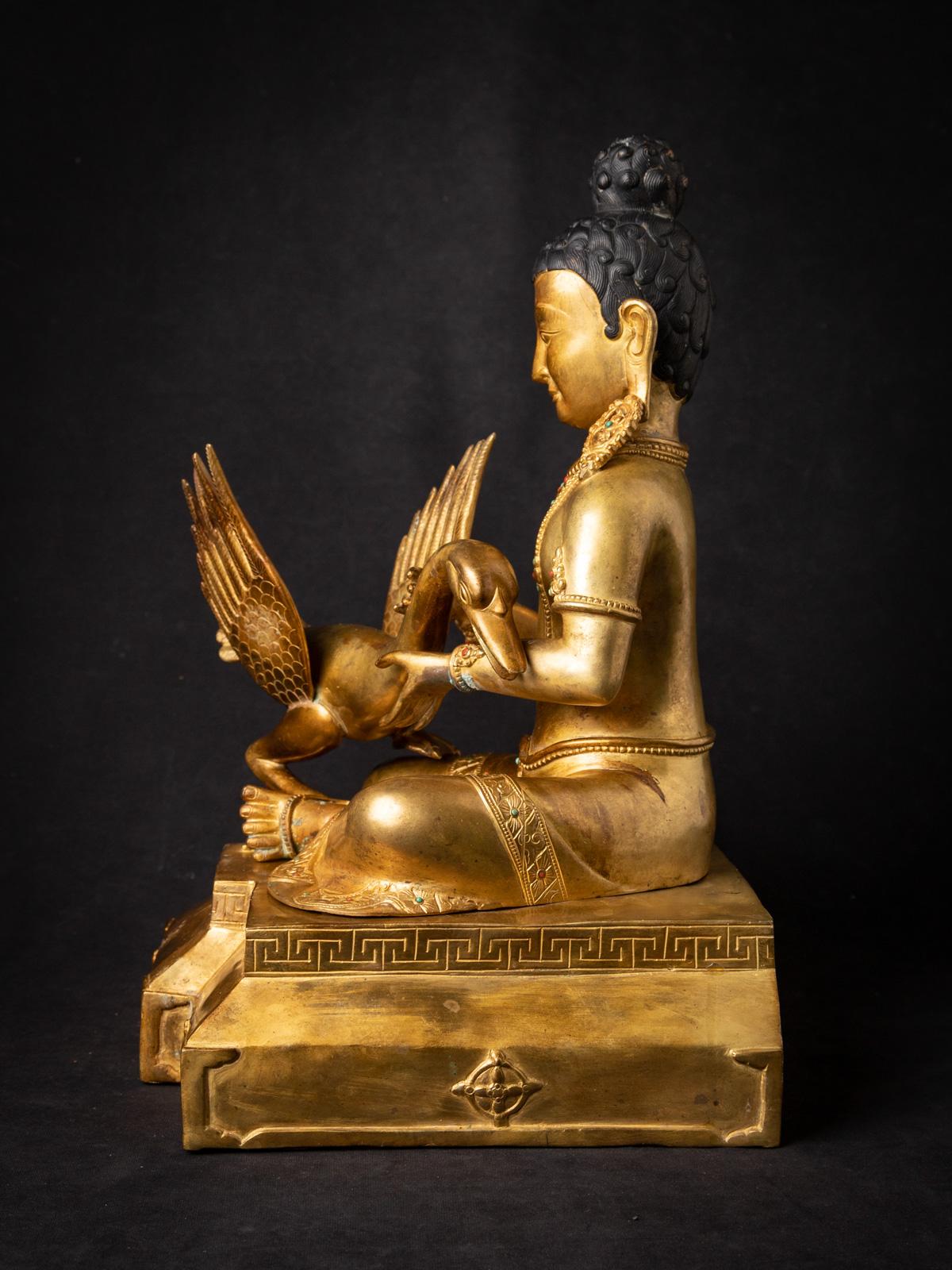 Middle 20th century Old bronze Siddhartha statue with Goose from Nepal 7