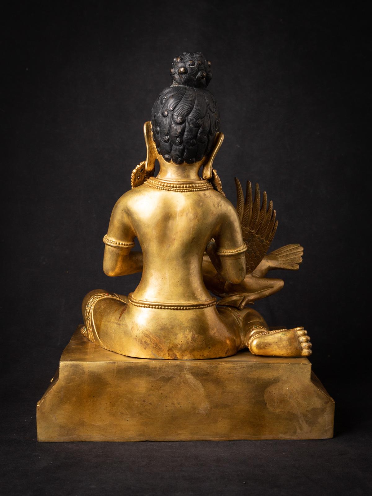 Middle 20th century Old bronze Siddhartha statue with Goose from Nepal 8