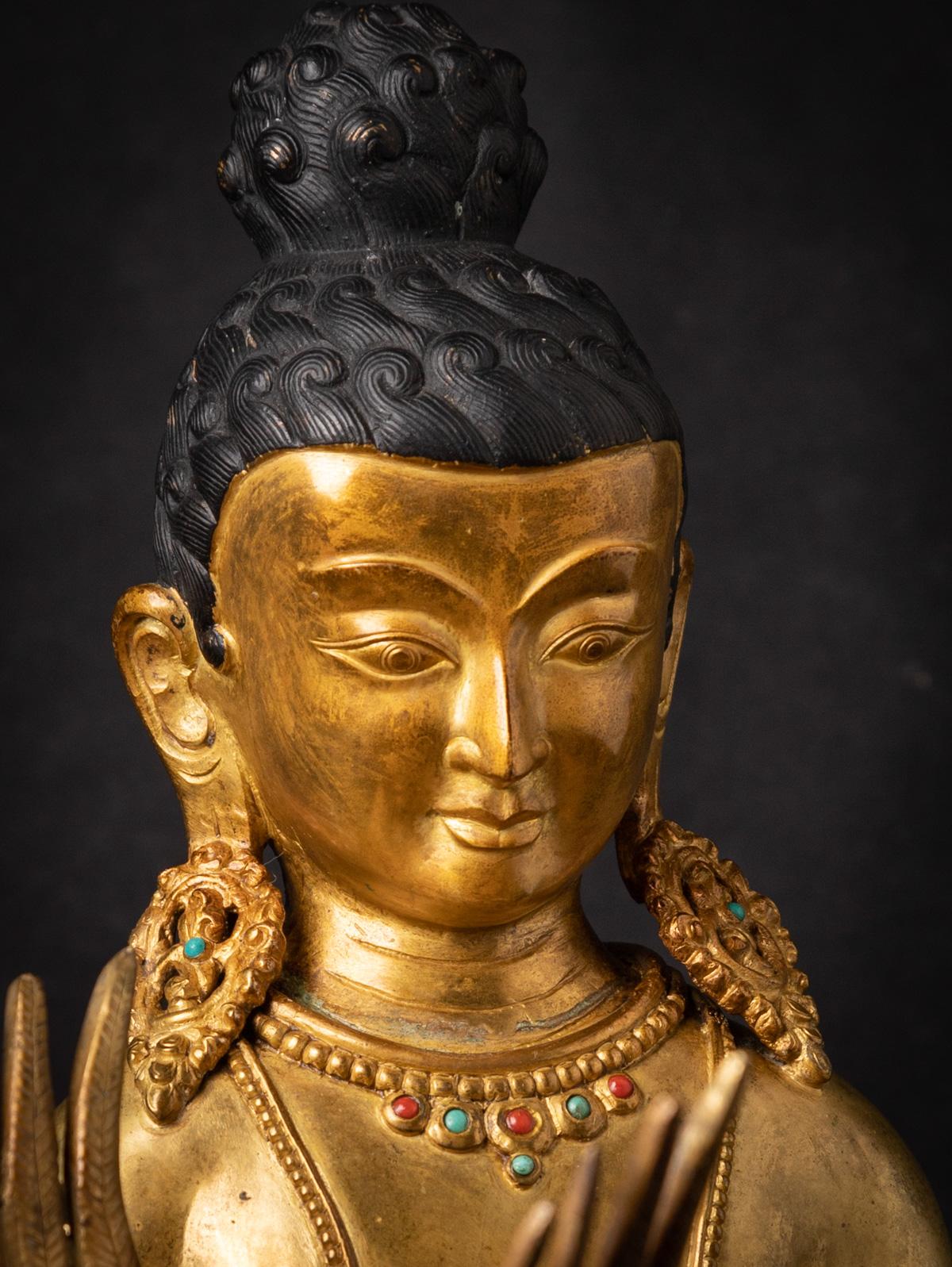 Middle 20th century Old bronze Siddhartha statue with Goose from Nepal 12