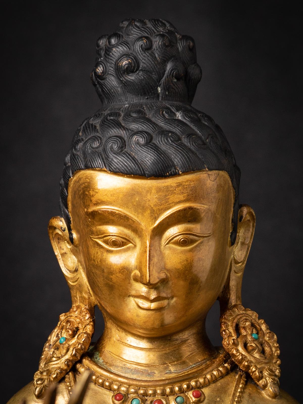 Nepalese Middle 20th century Old bronze Siddhartha statue with Goose from Nepal