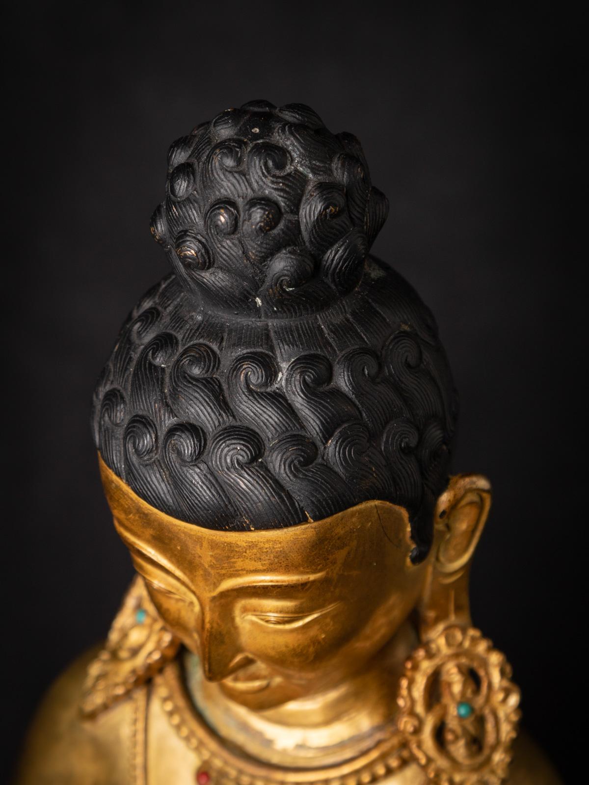 Middle 20th century Old bronze Siddhartha statue with Goose from Nepal 2