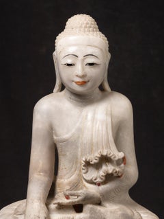 Middle 20th century Old Burmese marble Mandalay Buddha from Burma