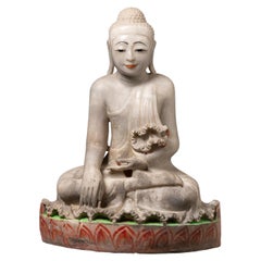 Middle 20th century Old Burmese marble Mandalay Buddha from Burma
