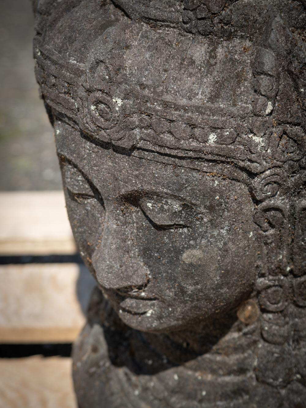 Middle 20th century old lavastone head of the god Brahma with 4 faces 2