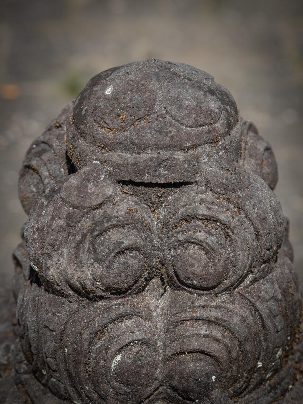 Indonesian Middle 20th century old lavastone head of the god Brahma with 4 faces