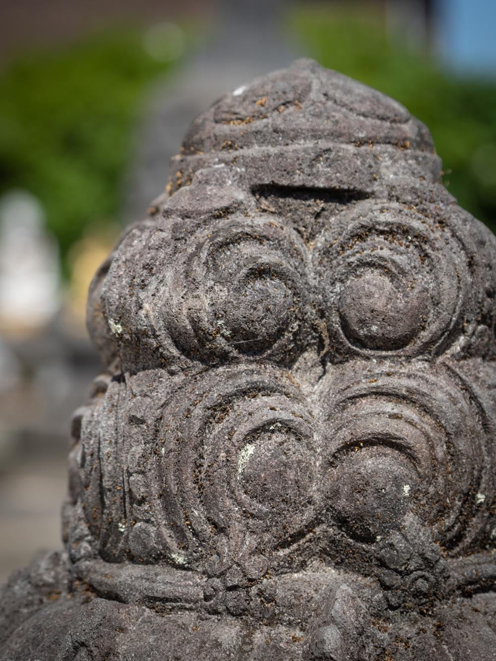 Middle 20th century old lavastone head of the god Brahma with 4 faces In Good Condition In DEVENTER, NL