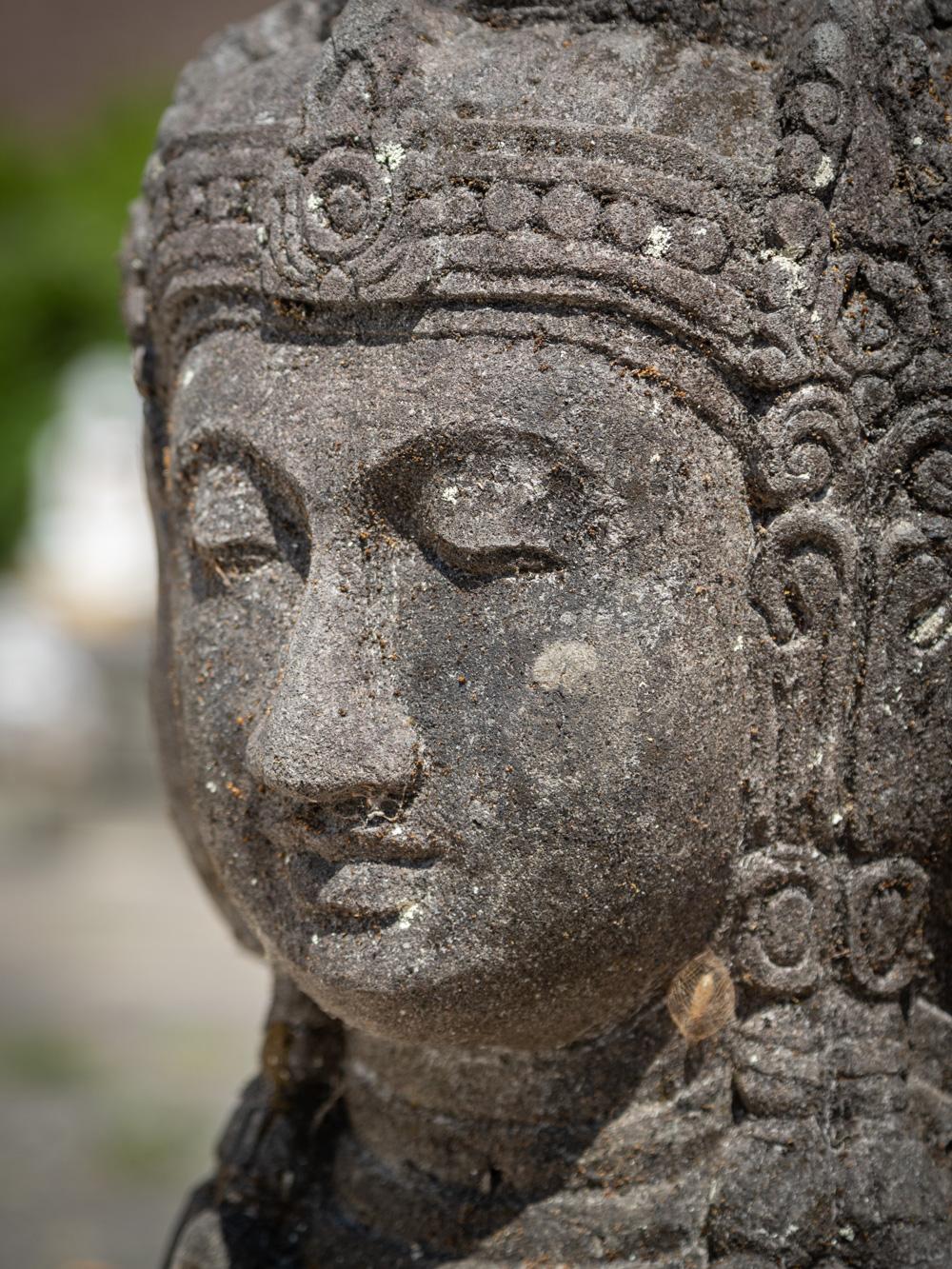 Lava Middle 20th century old lavastone head of the god Brahma with 4 faces