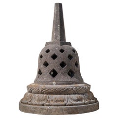 Vintage Middle 20th century old lavastone Stupa from Indonesia  OriginalBuddhas