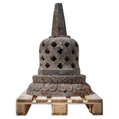 Vintage Middle 20th century old lavastone Stupa from Indonesia - OriginalBuddhas
