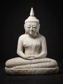 Middle 20th century Old marble Burmese Buddha statue from Burma